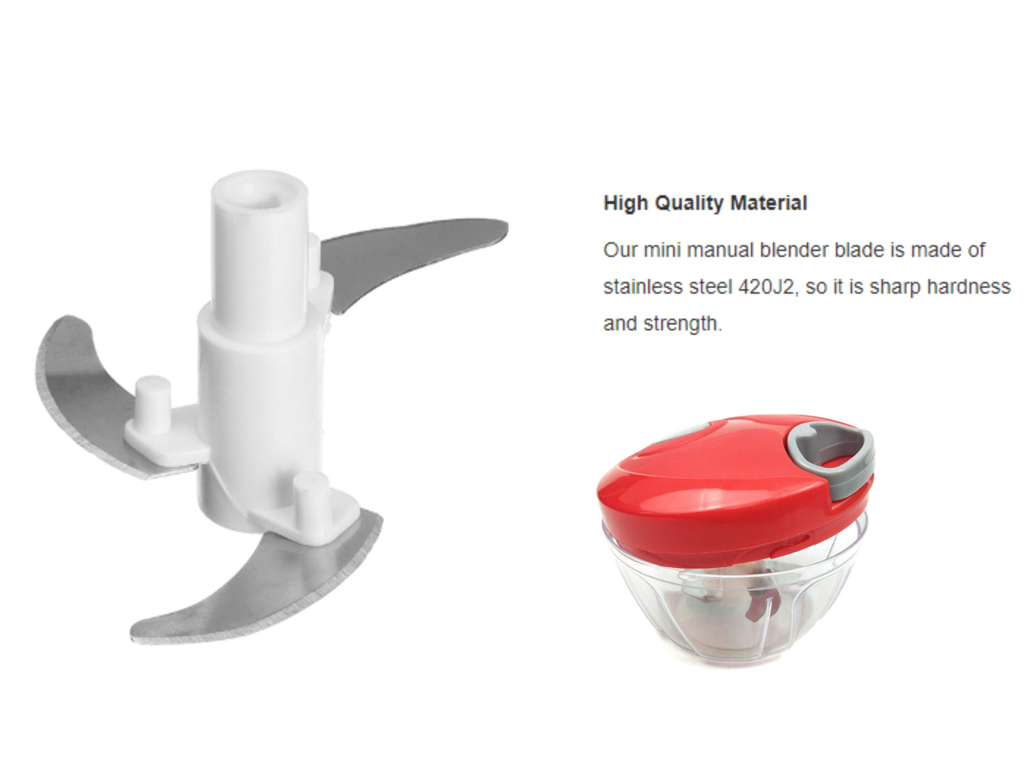 Portable Chopper with Rope, Red, (500 ml)