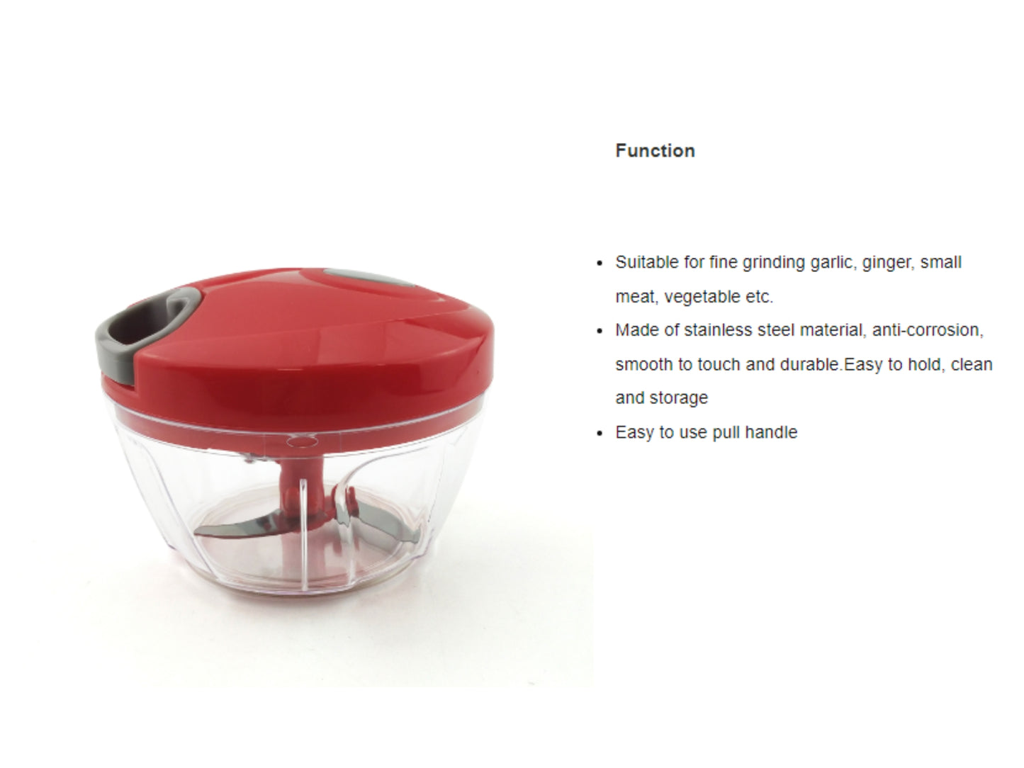 Portable Chopper with Rope, Red, (500 ml)