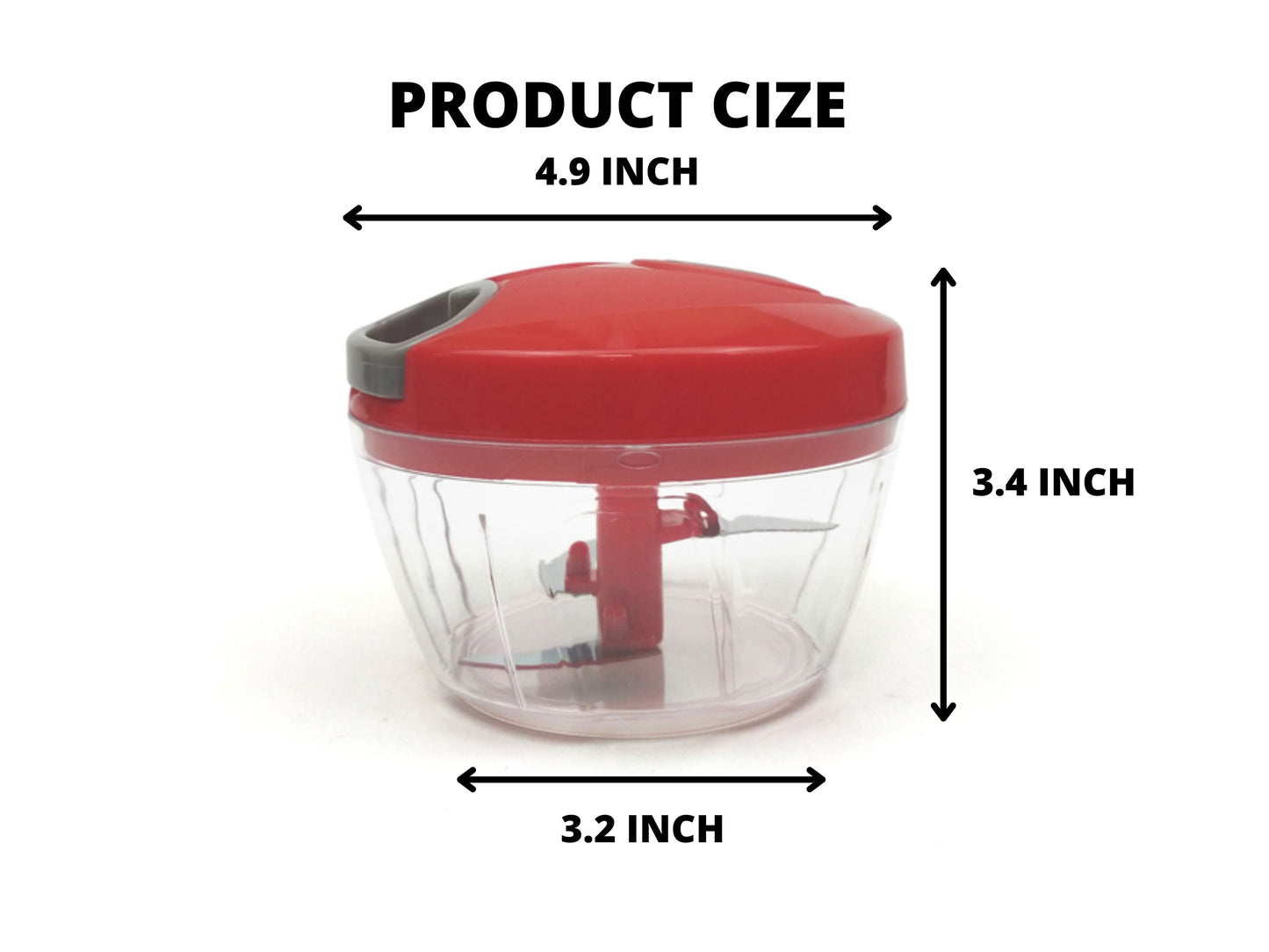 Portable Chopper with Rope, Red, (500 ml)