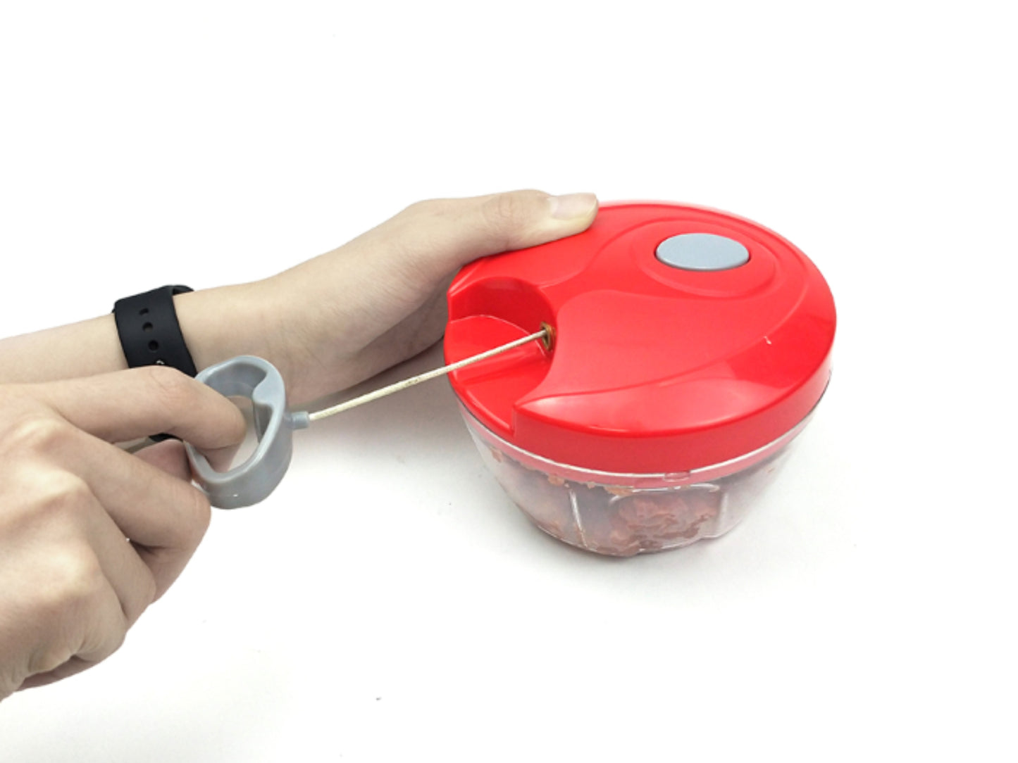 Portable Chopper with Rope, Red, (500 ml)